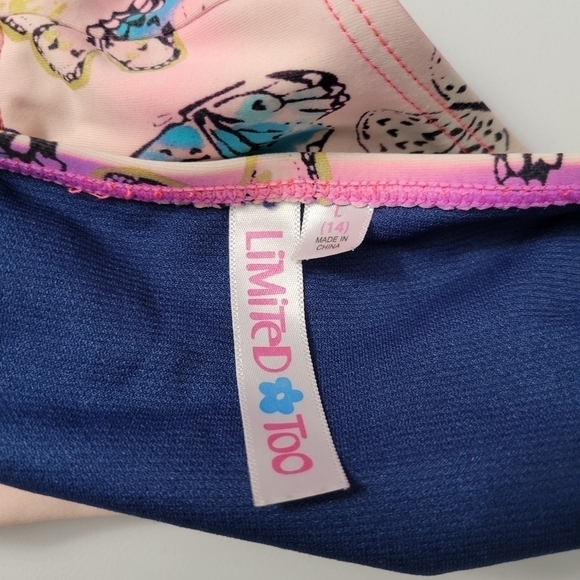 Limited Too Butterfly Print Ruffle Front Crochet Back Bikini - Picture 7 of 8